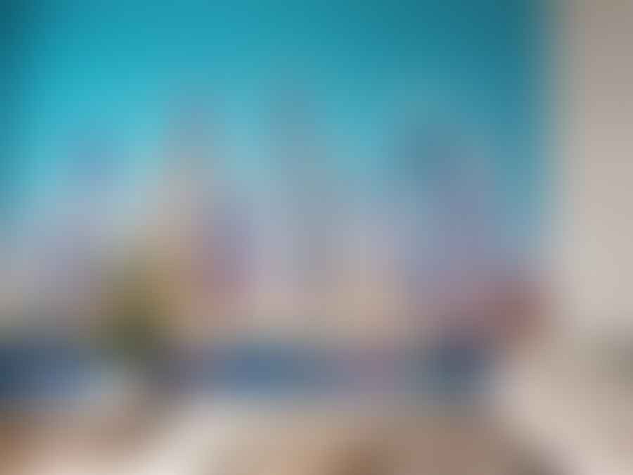 Makeup palette with Dubai skyline backdrop